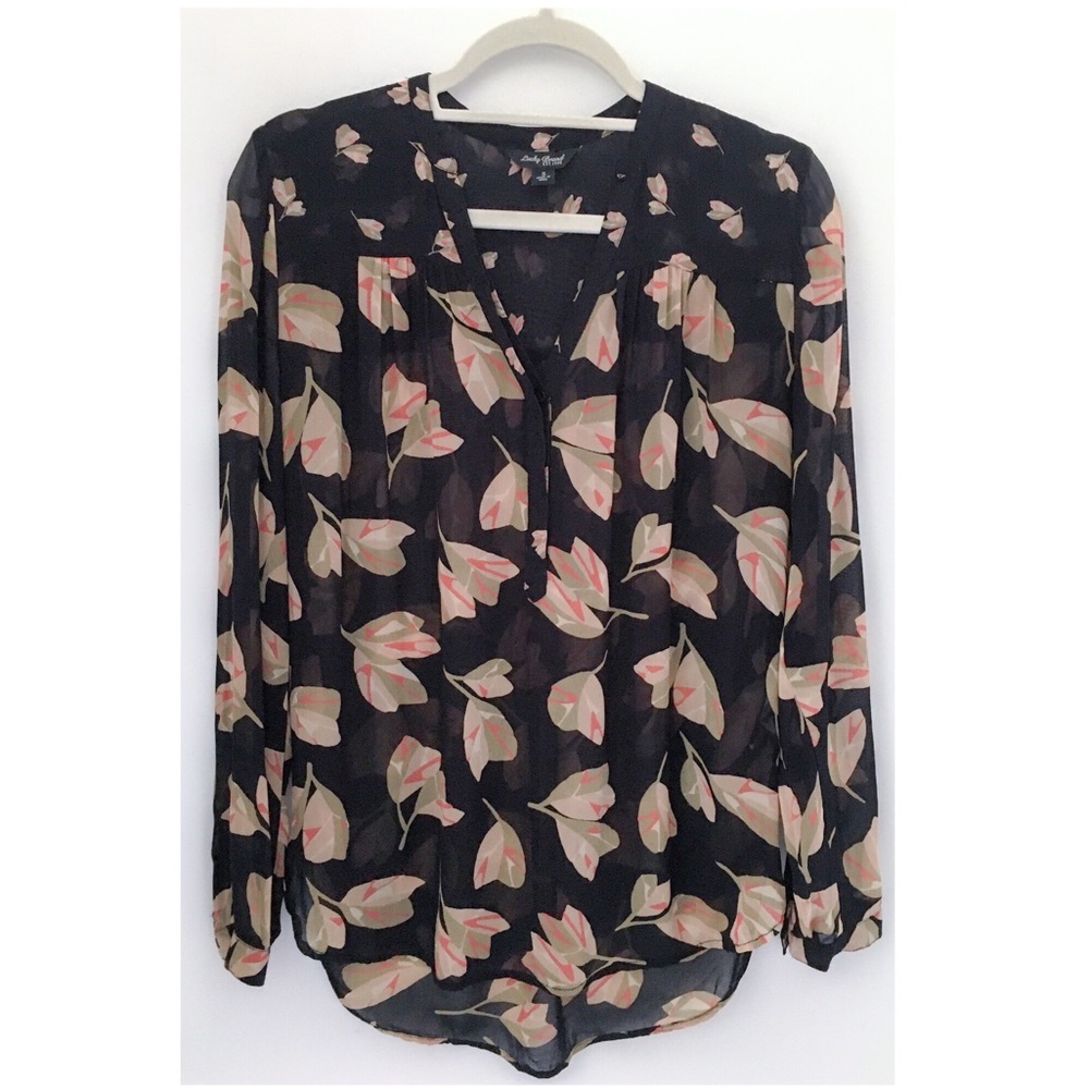 Lucky Brand Sheer Floral Blouse, Small